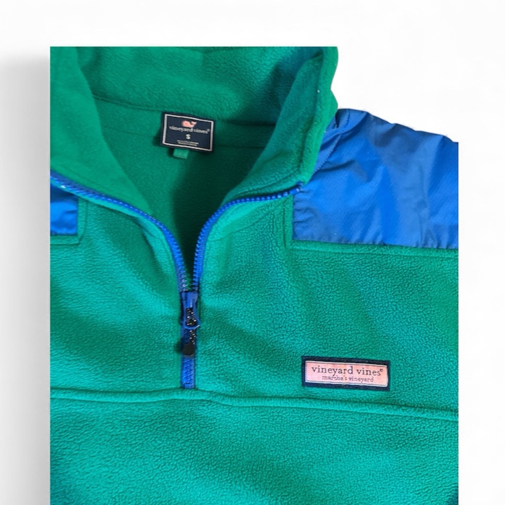 Vineyard Vines men’s Shep Shirt 1/4 zip fleece
Green/blue S